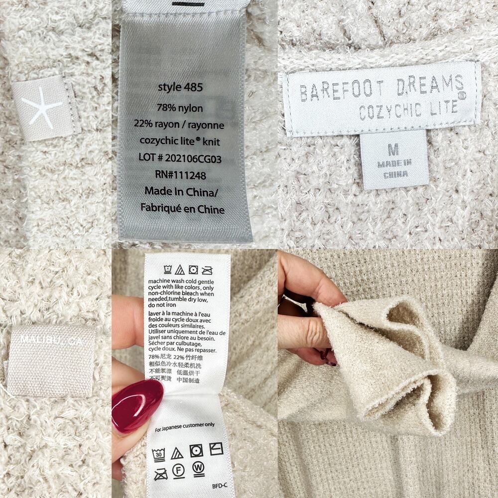 Barefoot Dreams Cozy Chic Lite Coastal Soft Knit Bisque Cardigan Sweater Medium - Picture 12 of 14